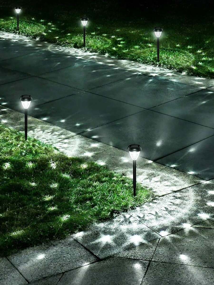 1-8入超亮太陽能戶外裝飾燈，快速充電太陽能路徑花園燈，電池續航可達12小時，自動開/關，太陽能戶外防水燈，適用於走道、庭院、草坪 (1/2/6/8入) - 彩色 - 查看 1