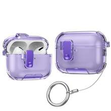 1pc Cute Anti-Drop Automatic Transparent Earphone Protective Case, Only Compatible With AirPods Pro 3, Transparent Hard Shell, With Safety Lock And Anti-Loss Keychain, Wireless Earphone Charging Case Accessory, Suitable For Travel And Daily Use. - Multicolor - View 10