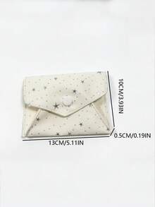 Ins風韓系水鑽星星便攜式身分證卡套 單層小卡夾 學生零錢包 - 白色 - 查看 6