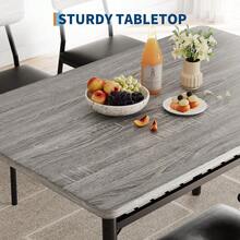 Kselythan Juego de mesa de comedor de 3 piezas para 2 personas, mesa de cocina de 3 piezas con 2 sillas, mesa de cocina estilo rústico y silla tapizada, muebles de comedor cuadrados con estructura metálica - Gris - Ver 8