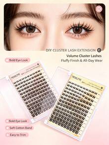 Salon Effect MKHLINA Segmented DIY Lash Extensions Single Cluster Eyelash Extensions 8-18mm Multi-Length Soft Fluffy Natural Look Reusable Home Eyelash Clusters (F23) - C/D 混合 - 查看 5