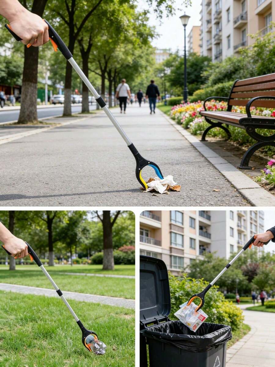 Portable Trash Collection Clip, Extendable Reach Trash Bin Clamp, Suitable For Home, Store, Outdoor Use, Hygienic Clip-Style Trash Collection Tool, No Need To Bend Over - A - View 1