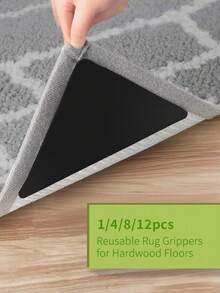 4/8/12/1 pieza Cinta antideslizante para alfombras, cinta adhesiva de PU lavable y sin residuos, reutilizable, pegatina de fijación lavable - Negro - Ver 11