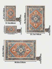 1 Stück blauer Teppich im böhmischen Stil für Wohnzimmer, geeignet für Küche, Esszimmer, Schlafzimmer, Feiertagsdekoration, Innen-/Außenbereich, Büro, rutschfeste Fußmatte, Badezimmerteppich, Flur, Arbeitszimmer, Gaming-Bereich - marineblau - Übersicht 2