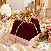 25pcs Small Premium Velvet Drawstring Bags With Gold Trim, Elegant Jewelry Storage Bags, Jewelry Storage Bags - Multicolor - View 7