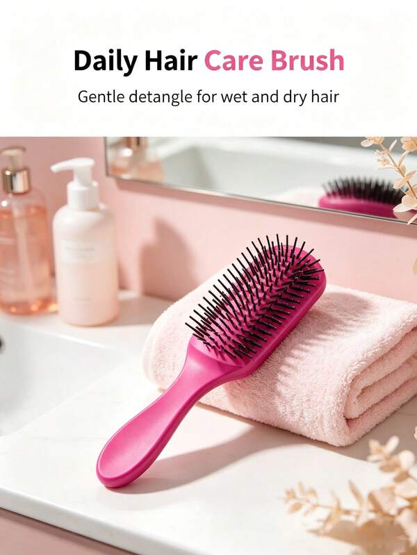 Anti-Static Round-Tipped Comb, Soft Comb Teeth, Anti‑Breakage Scalp Massage Hair Comb, Ergonomic Comfort Grip Hairbrush For Wet Dry Hair, Women's Hair Accessories, Curling Hair Combs, Hair Care Products, Hair Styling Tools, Salon Equipment