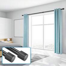 Curtain Rods For Windows 32 To 172 Inch, 3/4" Diameter Pole Adjustable Length Heavy Duty Metal Curtain Rod Set, For Outdoor Bedroom Kitchen Living Room, Drapery Rod With Cylindrical Finials, Black 1 Pack - Cylinder - View 8
