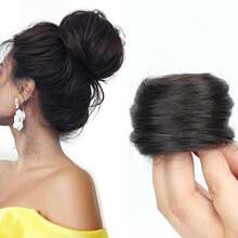 Extensão de Cabelo Mini Fofa com Coque Desarrumado para Cabelos Finos, Acessório de Cabelo Scrunchie com Coque de Cabelo Encaracolado de Fibra Sintética para Mulheres - Multicolorido - Visão 11