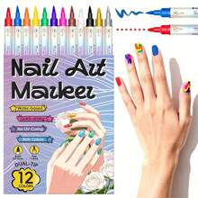 New Nail Art Markers 12 Colors/4 Colors Pack, Classic Nail Art Makeup Colors, Nail Art Painting Pens, DIY Painting Graffiti Nail Art Outlining Highlighting Pens, Nail Art Markers, ABS Makeup Marker Set, Suitable For Painting On Various Surfaces - Multicolor - View 19
