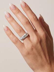 1 buah Cincin Anyaman Sikat Prancis Perak Sterling S925, Cincin Abadi, Hadiah Perhiasan Modis dan Indah untuk Wanita - Perak - View 3