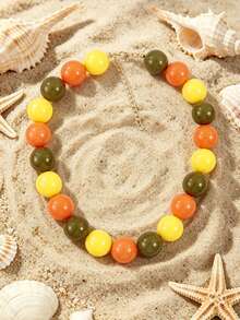 1pc European & American Bohemian Geometric Mixed Color Beaded Necklace For Women, Summer Beach Vacation - Mixed Color Beaded Necklace - View 11