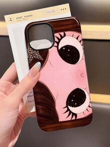 1pc Vintage Wood Grain Leopard Print Star Eyes Design Phone Case, Compatible With Phone 17 Pro Max, 16 Pro Max, 15 Pro Max, 14 Pro Max, 11/12/13/14/15/16 Pro Max Plus, High-End Fashionable And Fun Y2K Style, Elegant Design Suitable For Men And Women, Perfect Gift For Friends And Besties On Holidays, Birthdays, Daily Occasions And Anniversaries - Multicolor - View 3