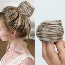 Extensão de Cabelo Mini Fofa com Coque Desarrumado para Cabelos Finos, Acessório de Cabelo Scrunchie com Coque de Cabelo Encaracolado de Fibra Sintética para Mulheres - Multicolorido - Visão 12