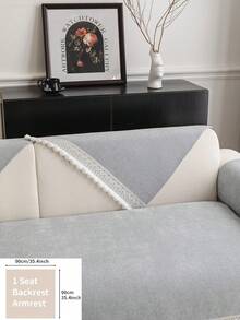 ALPLUME 1 buah Bantal Sofa Minimalis Serbaguna Gaya Nordik Warna Polos, Hiasan Pom Pom dengan Trim Renda, Sarung Sofa Anti Selip Sepanjang Musim, Dapat Dicuci dengan Mesin, Ramah Hewan Peliharaan, Cocok untuk Sofa Tunggal, Ganda, Tiga, Empat, dan Sofa Seksi, Kerajinan Jacquard, Dekorasi Rumah - Light Grey - View 13