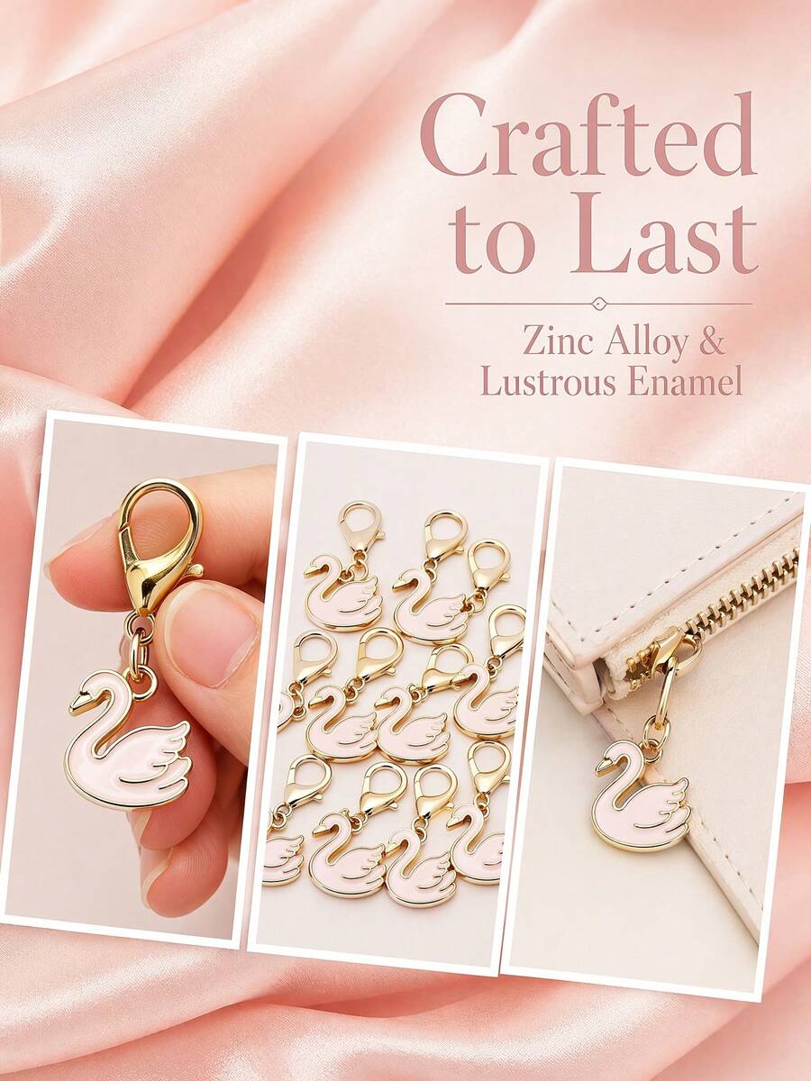 Swan Theme Keychain, Bag Charm And Key Ring, Perfect As Back To School Gift, Birthday Gift And Holiday Decoration. Bag Charm Packaging - Multicolor - View 1