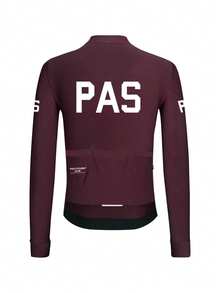 PAS CYCLING （修身款）男女通用骑行服，透气速干立领长袖骑行上衣，适合山地车和公路车，防紫外线设计，配有3个口袋和1个拉链口袋，PAS字母印花长袖骑行服，性能卓越，穿着舒适。 - 紅色 - 查看 4