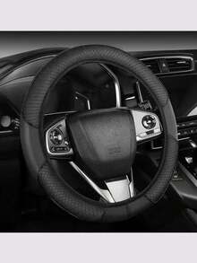 1pc PU Splicing Anti-Slip Wear-Resistant Breathable Sweat-Absorbing Car Steering Wheel Cover, Fits 14.5-15 Inch Diameter Steering Wheel, All-Season Universal, Odorless Decorative Steering Wheel Cover - Split Handlebar Grips - View 15