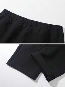 Pantalones largos casuales de moda minimalista de pierna recta para deportes al aire libre de otoño para hombres, fitness diario, color negro - Negro - Ver 7