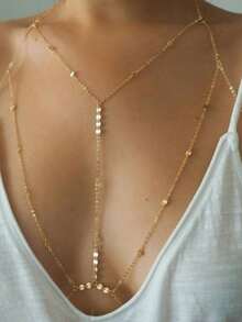 1pc Fashionable Sexy Sequin Women's Body Chain, Bohemian Style Round Coin Bikini Body Chain, Suitable For Beach Party And Vacation, Random Number Of Round Coins (1~3cm Error Due To Manual Cutting) - Multicolor - View 3
