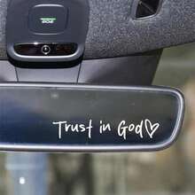 Trust God, 4Pcs Rearview Mirror Stickers. Durable, Vibrant, Adhesive Auto Decals For Exterior Trim. Bold Vehicle Embellishments, Decorative Car Accessories. - White+Black/4pcs - View 9