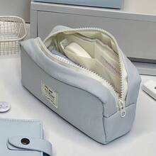 1pc Large Capacity Multi-Function Storage Bag Student Stationery Pencil Case, Minimalist Solid Color Pencil Pouch, School And Office Storage Box, Soft - Compatible With Pens, Pencils, Markers - Suitable For Students, Professionals, Stationery Lovers,Back To School Season - Large Capacity Pencil Case - View 3