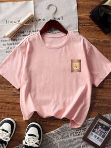 3pcs/Set Tween Girls' Printed Short Sleeve T-Shirts, Suitable For Tween GirlsSummer Tops, Young Student Clothing - Multicolor - View 3