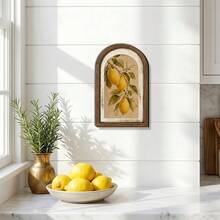 1/4pcs Arched Wooden Sign Rustic Style Wooden Yellow Lemon Art Desktop Decor Wall Hanging Ornament, Suitable For Kitchen Dining Room Farmhouse Home Vintage Kitchen Decoration - Lemon - View 9