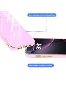 1件 TPU 防摔純色 3D 電鍍手機殼，相容 iPhone 15 Pro Max、16 Pro Max 以及 Galaxy S23 Ultra、Galaxy S24 Ultra - 紫色 - 查看 5