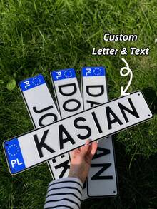 1pc Customized Text License Plate Sign, EU License Plate Door Plaque Wall Decor, Garage Decor, Man Cave Accessories - Multicolor - View 1