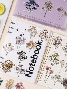 50pcs Vintage Dried Flower Transparent PET Creative Graffiti Stickers For Luggage, Water Bottle, Skateboard And More - A - View 4