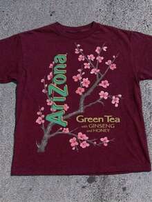 100% Cotton Women's T-Shirt - Men'S Tee Featuring Arizona Green Tea Design - 2026 Everyday Apparel - Summer Tops - New Summer Outfits For Women - 酒紅色 - 查看 5