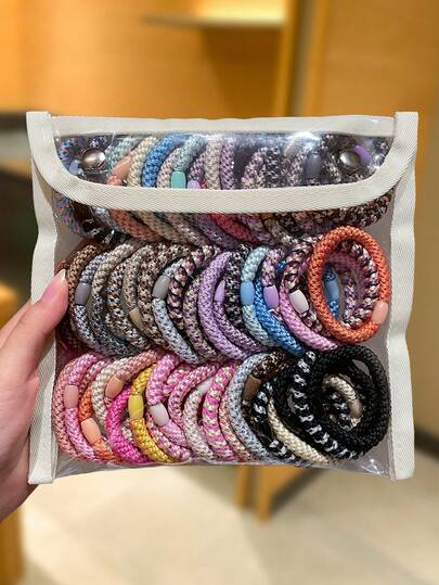 30/20/10pcs Women's Elegant Multi-Color Braided Hair Ties, High Elasticity Hair Bands, Meet Daily Hairstyle Needs, Elegant Style, Women's Hair Accessories. Suitable For Daily Casual, Shopping, Party Gatherings, Dating, Travel And Vacation Wear. Random Colors.