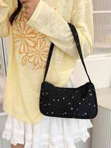 Unique Versatile Fashion Zebra Stripe Colorblock Underarm Bag Shoulder Bag - Black - View 2