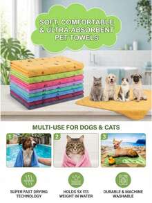 Absorbent Pet Towel, Suitable For Dogs And Cats Bathing. Used For Drying Cats And Dogs After Bathing And Outdoor Use Pet Grooming. Suitable For Year-Round Use. | Pet Cleaning Towel - Multicolor - View 8