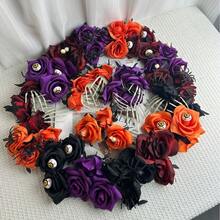 1/10/20pcs Artificial Rose Flowers, Faux Flowers, Dark Style Artificial Flower Heads, Suitable For DIY Handmade Headwear, Wedding Decoration, Window Display Atmosphere Decor Props, Halloween Photo Props - A - View 4