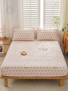 1 buah Sprei Fitted Motif Hati dan Pita Bergaya, Penutup Kasur, Cocok untuk Kasur Ukuran Double, Full, Queen, Standar, Cocok untuk Kasur dengan Ketebalan 11,8 Inci, Lembut dan Bernapas, Tahan Kerut, Cocok untuk Tidur, Dapat Dicuci dengan Mesin, Cocok untuk Penggunaan di Asrama Sekolah. - MultiWarna - View 4