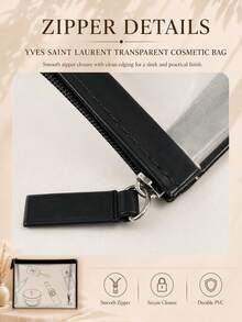 YSL Saint Laurent Transparent Makeup Bag 19.2*14.5cm, Waterproof And Dirt-Resistant With Smooth Zipper, Large Capacity Visible Storage, Versatile For Travel, Toiletries, And Daily Makeup Organization - Clear - View 7