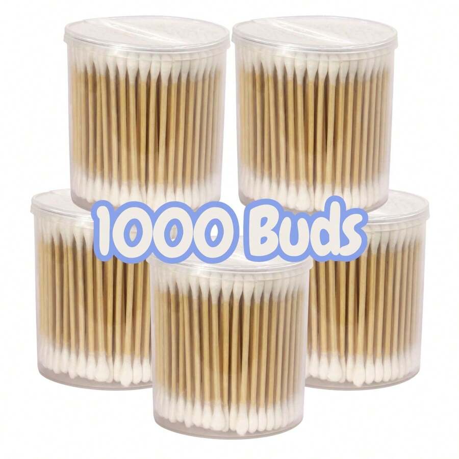 1000pcs Unscented Double-Headed Swabs, Disposable Ear Cleaning Makeup Buds In Box, Cotton Buds, Cotton Swabs, Earbuds - 1000 pcs - View 1