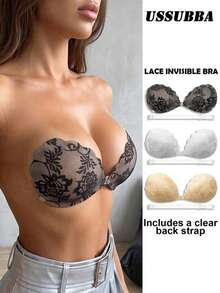 1pc Women's Lace Invisible Bra With Transparent Straps, Suitable For Wedding Dress And Evening Gown - Multicolor - View 1