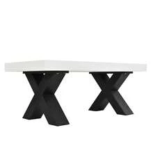 Rectangular Coffee Table - Glossy Top - X-Shaped Leg Side Table For Living Room, Balcony, Bedroom, - Black and White - View 6