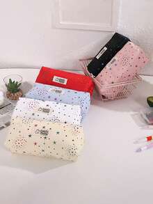 Gradient Star And Polka Dot Pattern Creative Pencil Case, Stylish And Portable Stationery Pouch,Office Desk Organizer For Items, Must-Have Pencil Case For Back-To-School Season - Single Piece - View 4