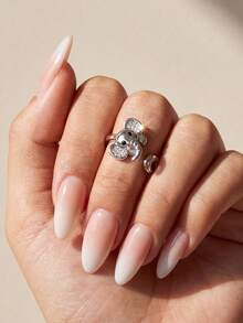 1pc Fashion 925 Sterling Silver Elephant Open Ring With Diamond, Women's Style, Suitable For Daily Wear And Party Accessories, High Quality Ring - Style 2 - View 2