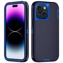 Funda de teléfono resistente de 3 en 1 de grado militar, funda protectora de Body completo resistente a golpes, antideslizante y a prueba de agua, resistente a arañazos, universal, accesorio de teléfono práctico como regalo para el Festival de Primavera y uso diario - Azul profundo - Ver 106