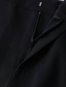 Elegant Casual Commute Minimalist Daily Office Business Solid Color Straight Leg Pants - Black - View 7