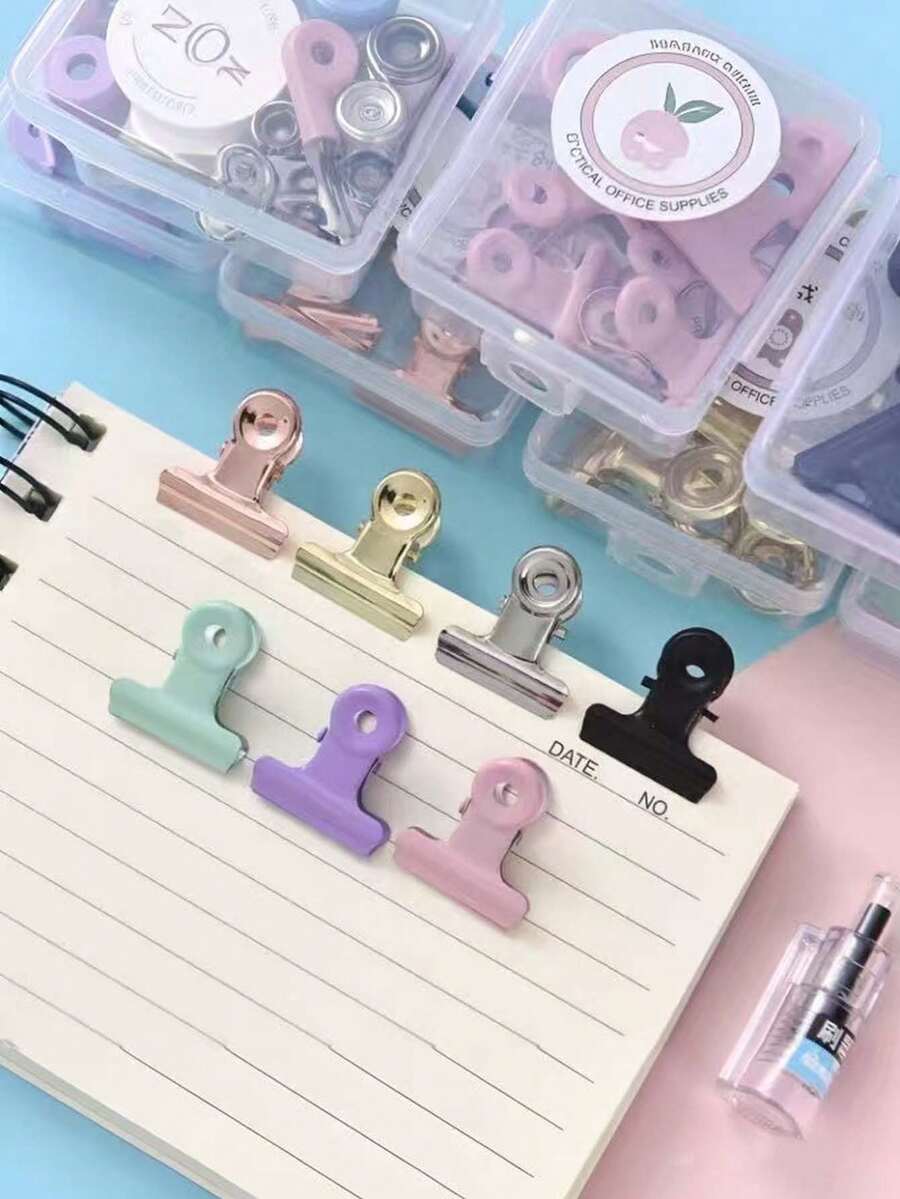 1 kotak (8 buah) Klip Berwarna Kepala Bulat Warna Macaron, Digunakan untuk Menjepit Kertas Ujian, Dokumen Penting, Buku Panduan - klip logam 22mm - View 1