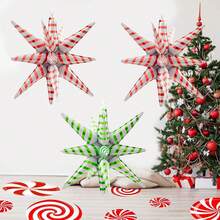 Christmas Red & Green Striped Burst Star Foil Balloons, Christmas Party Decor, Home Decoration - Multicolor - View 3