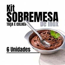 Kit de sobremesa conjunto com 12 peças 6 taças 6 colheres aço inox - A - Visão 3