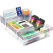 25Pcs Draw Organiser Plastic Box Desk Drawer Fridge Trays Makeup Storage Divider - GB113 - View 12