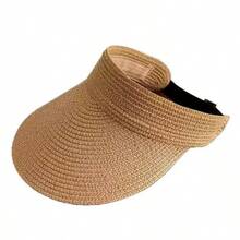 Women's Wide Brim Straw Sun Hat, Rolled Edge Ponytail Summer Beach Hat, Foldable & Portable / Women's Summer Vacation Travel Open Top Straw Hat / Large Brim Sun Protection / Sun Hat - Multicolor - View 5