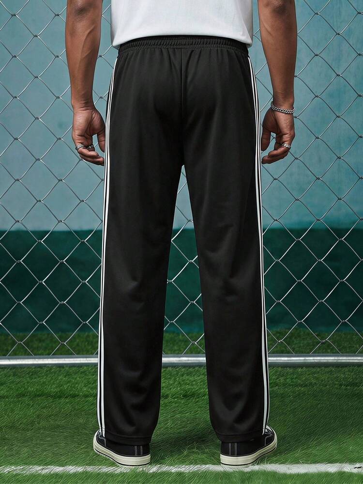 EVRINFINITE Pantalones de chándal holgados para hombre con estampado gráfico de eslogan, cintura con cordón, pantalones de chándal holgados para vacaciones, para regalos de esposo o novio - Negro - Añade 2
